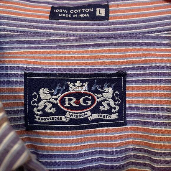 Colorful Striped Mens Dress Shirt Size Large R & G Colorblock Smart Casual - Picture 3 of 3